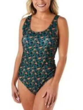 NWT Nicole Miller Teal Animal Print One-Piece Swimsuit